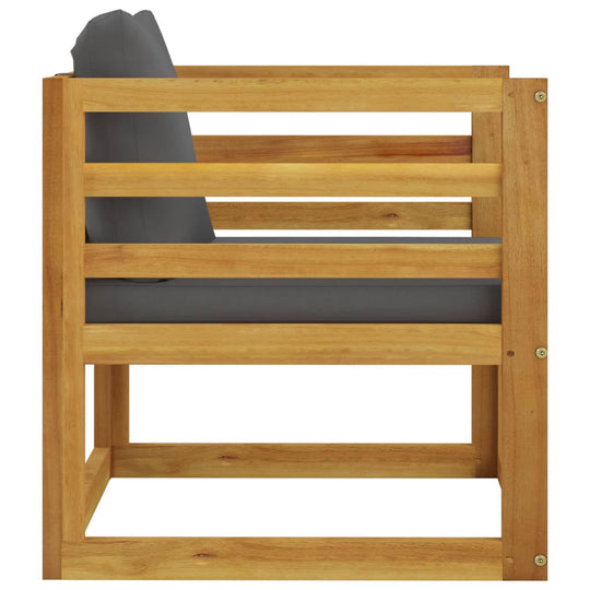 10 Piece Garden Lounge Set with Cushion Solid Acacia Wood side view showcasing thick cushion and sturdy frame.