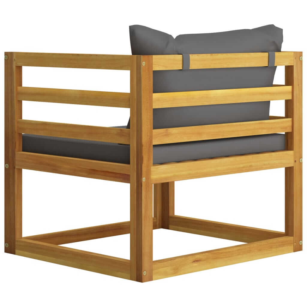 10 Piece Garden Lounge Set with Cushion Solid Acacia Wood corner chair with gray cushion and acacia wood frame