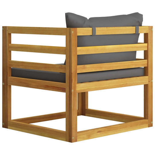 10 Piece Garden Lounge Set with Cushion Solid Acacia Wood corner chair with gray cushion and acacia wood frame