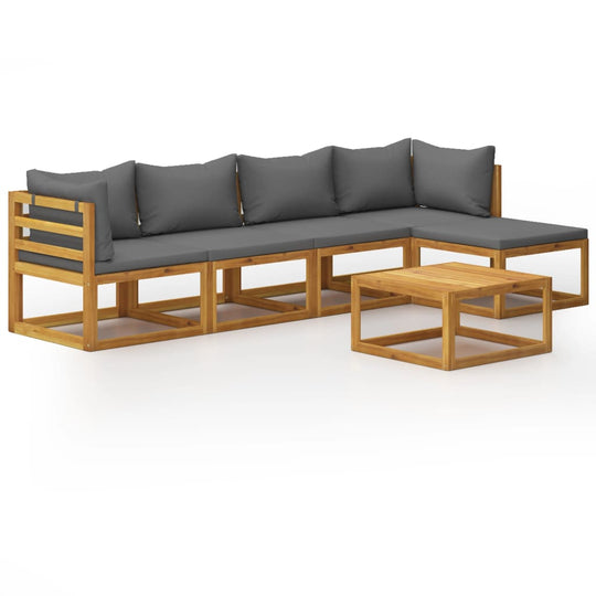 6 Piece Garden Lounge Set with Cushion Solid Acacia Wood in a modern outdoor setting.
