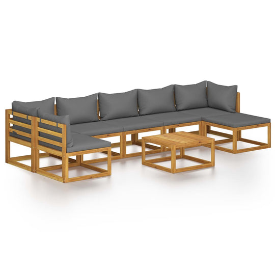 8 Piece Garden Lounge Set with Cushion Solid Acacia Wood featuring removable cushions and a sturdy frame.