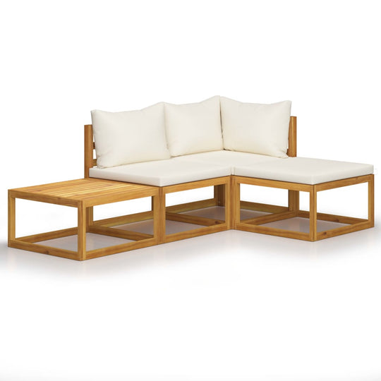 4 Piece Garden Lounge Set with Cushion  Solid Acacia Wood in a modern outdoor setting with thick cushions.