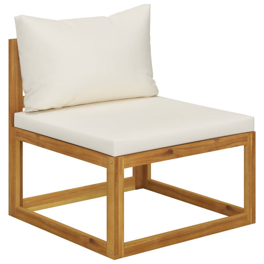 6 Piece Garden Lounge Set with Cushion Cream Solid Acacia Wood