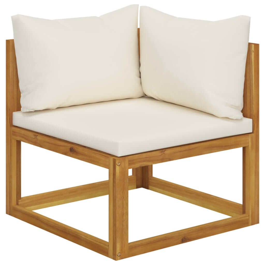 4 Piece Garden Lounge Set with Cushion  Solid Acacia Wood corner seat with thick cushions, perfect for outdoor relaxation.