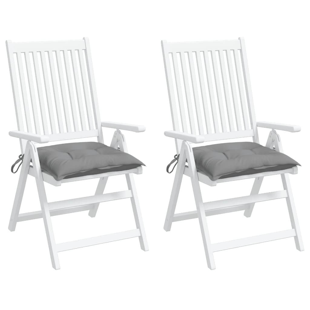 Chair Cushions 2 pcs 40x40x7 cm Oxford Fabric on white outdoor chairs, showcasing durability and softness.
