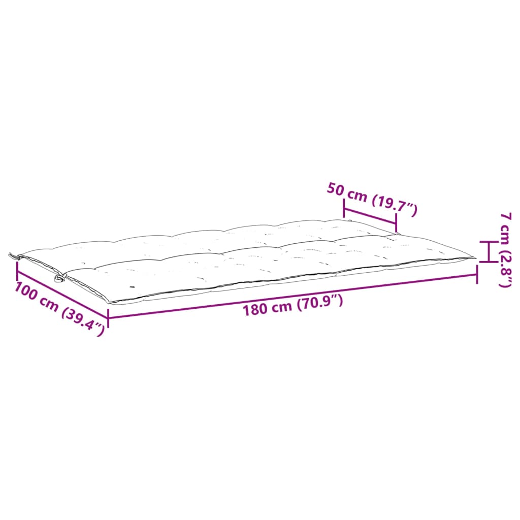 Garden Bench Cushion Cream White 180x(50+50)x7cm Oxford Fabric