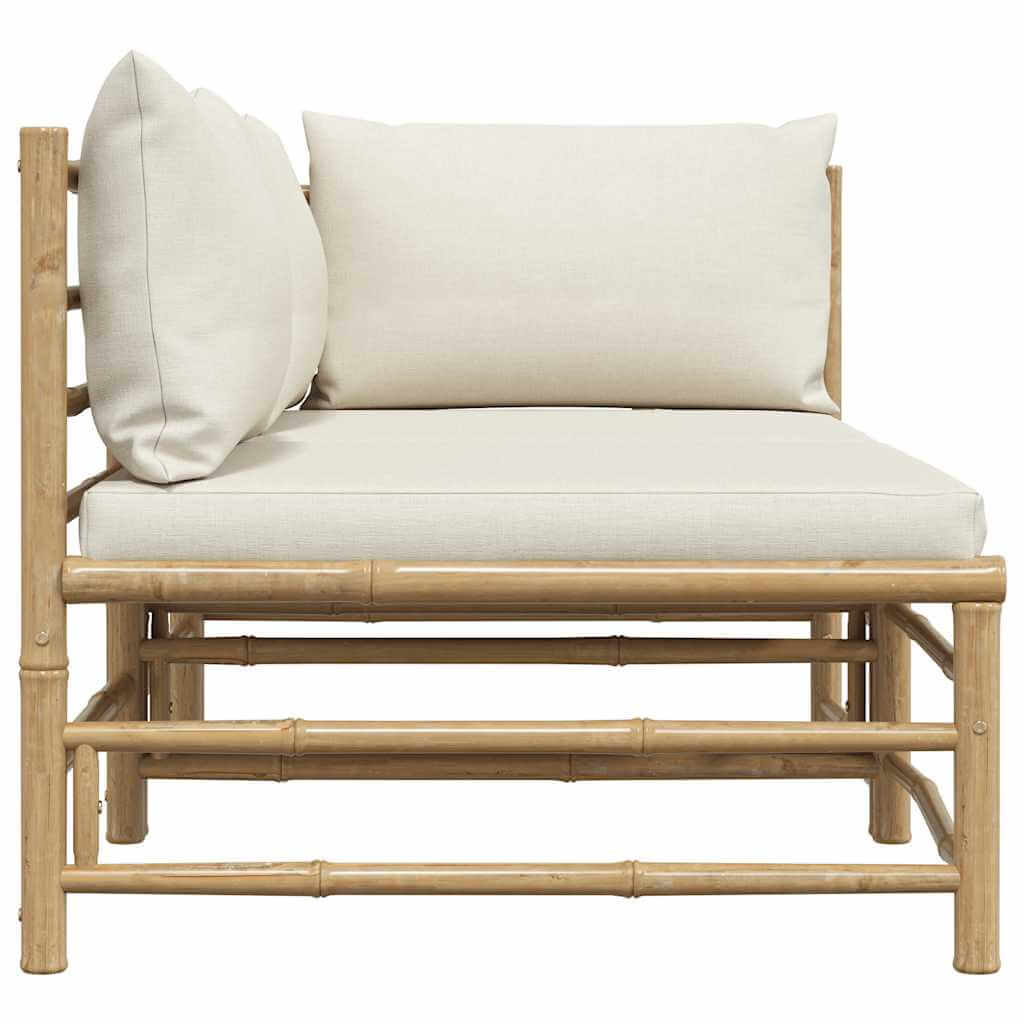 2 Piece Garden Lounge Set with Cream  Cushions Bamboo