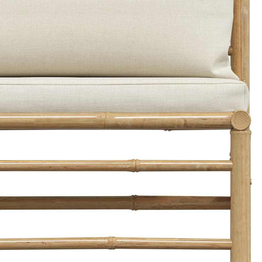 2 Piece Garden Lounge Set with Cream  Cushions Bamboo