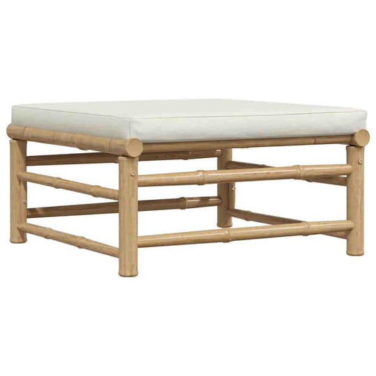 Garden Footrest with Cream  Cushion Bamboo
