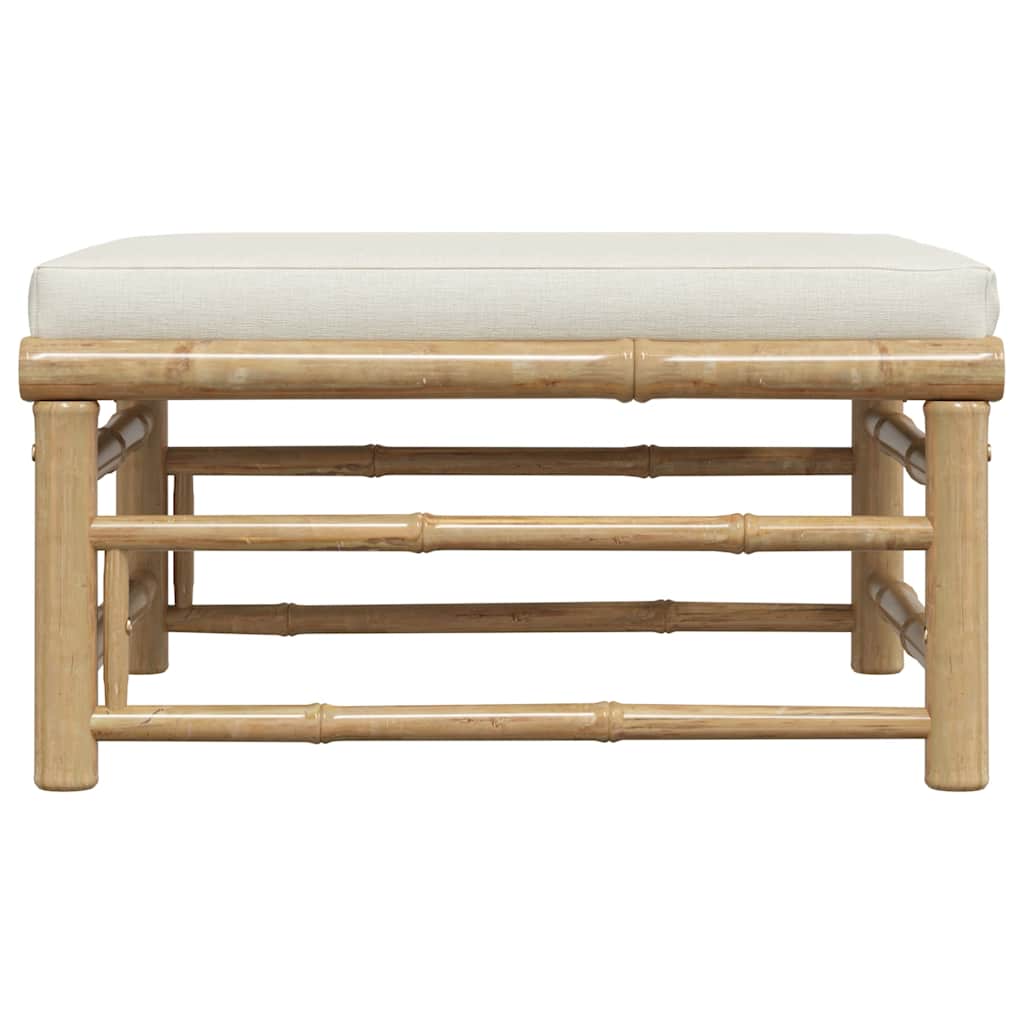 Garden Footrest with Cream  Cushion Bamboo