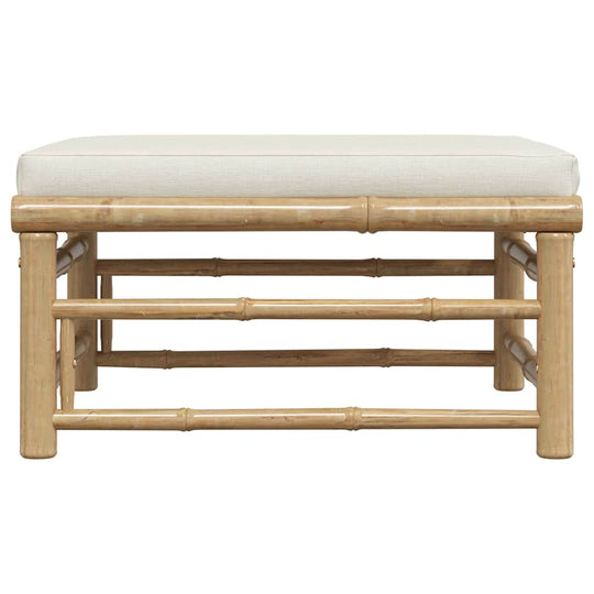 Garden Footrest with Cream  Cushion Bamboo