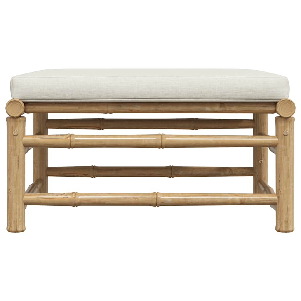 Garden Footrest with Cream  Cushion Bamboo
