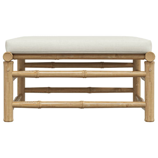 Garden Footrest with Cream  Cushion Bamboo