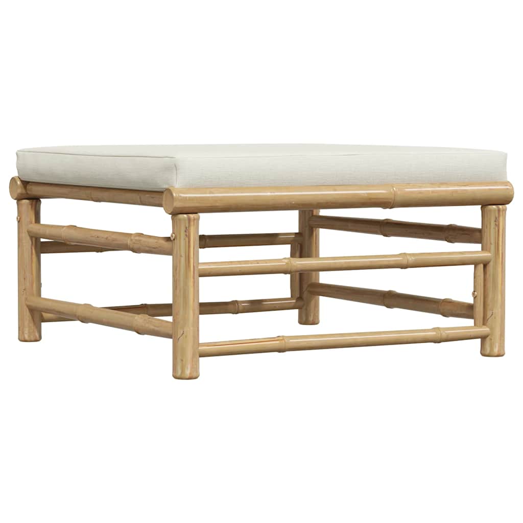 Garden Footrest with Cream  Cushion Bamboo