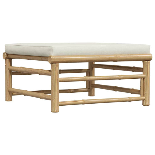 Garden Footrest with Cream  Cushion Bamboo