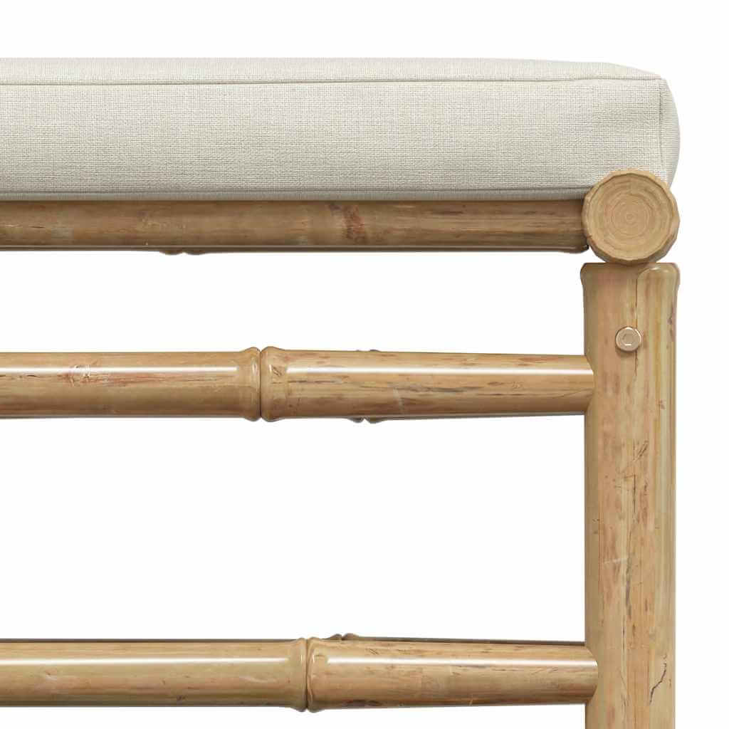 Garden Footrest with Cream  Cushion Bamboo