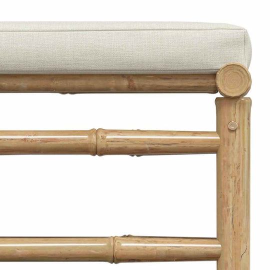 Garden Footrest with Cream  Cushion Bamboo