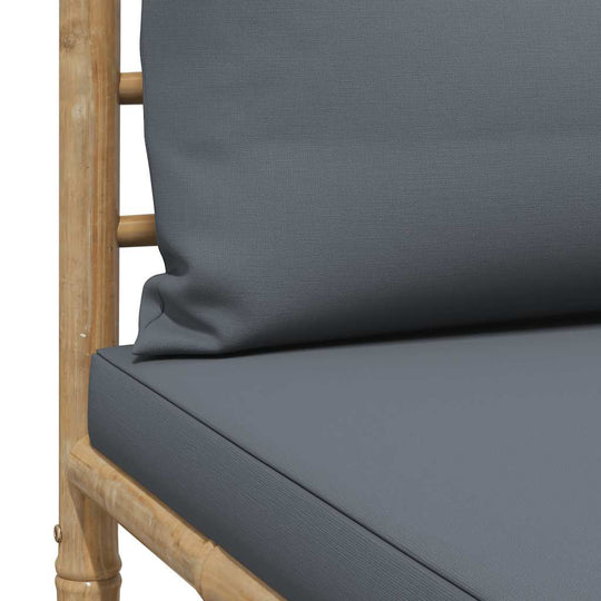 2 Piece Garden Lounge Set with Dark  Cushions Bamboo