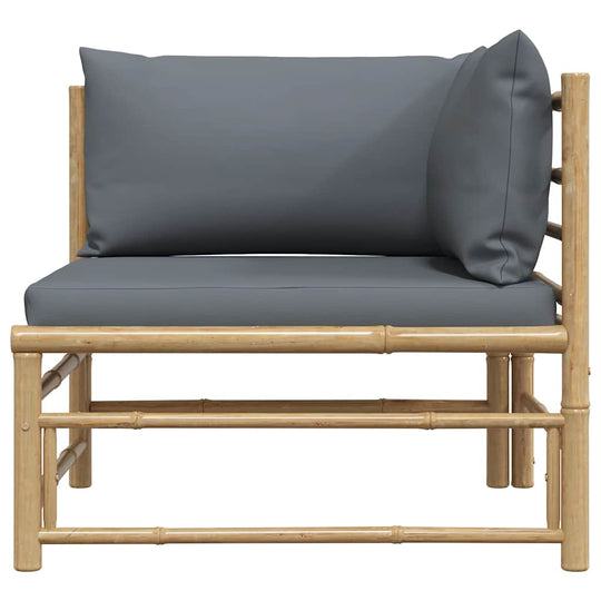 Garden Corner Sofa with Dark  Cushions Bamboo