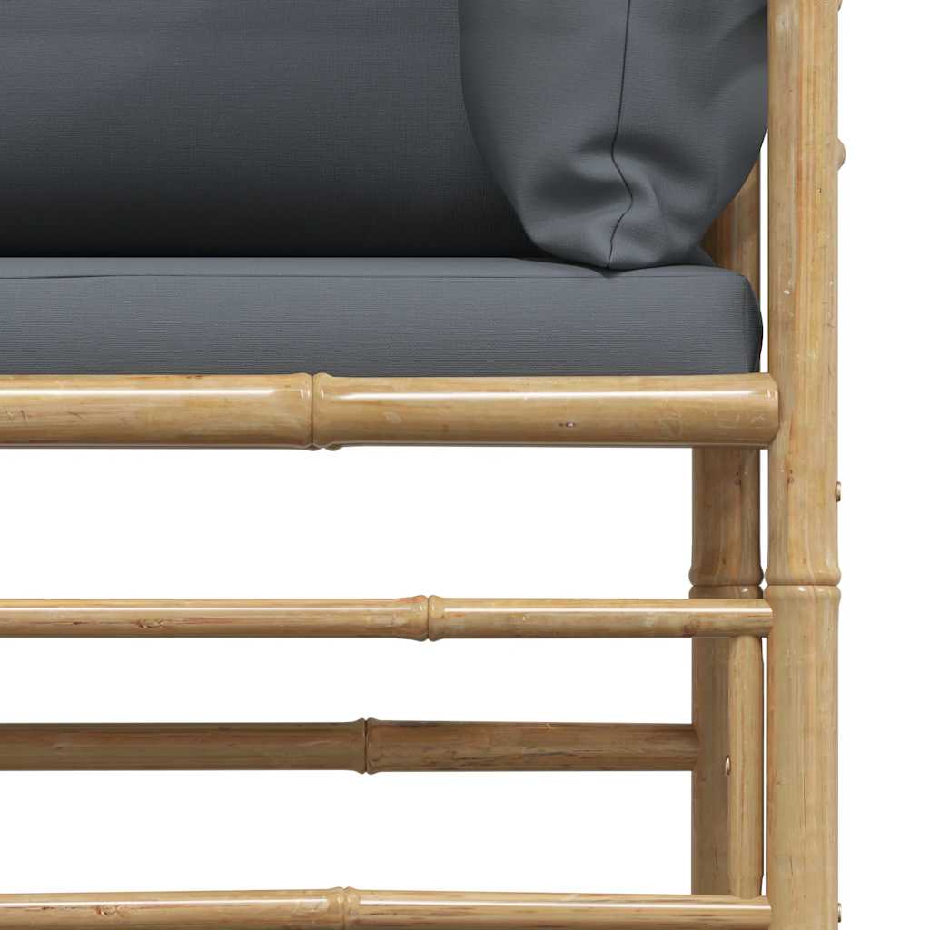 Garden Corner Sofa with Dark  Cushions Bamboo