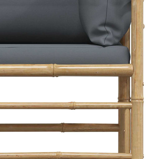Garden Corner Sofa with Dark  Cushions Bamboo