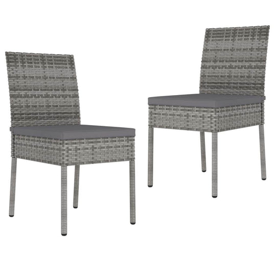 Garden dining chairs set of 2, modern poly rattan grey outdoor furniture, lightweight and weather-resistant design.