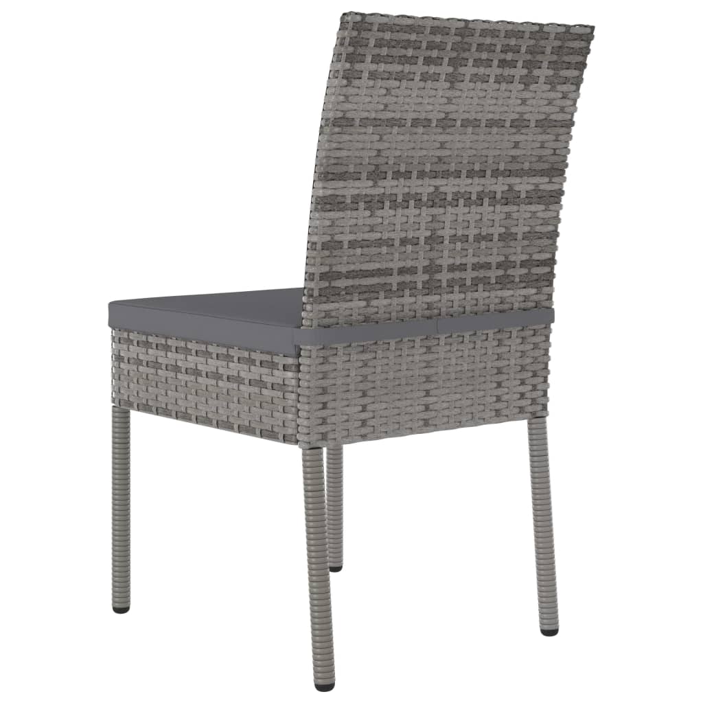 Grey poly rattan garden dining chair with black powder-coated steel frame, perfect for outdoor use.