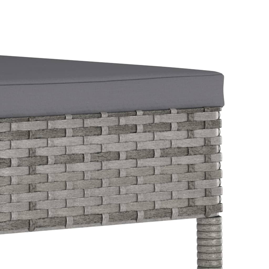 Close-up of grey poly rattan garden dining chair cushion, highlighting weather-resistant design and modern outdoor furniture style.