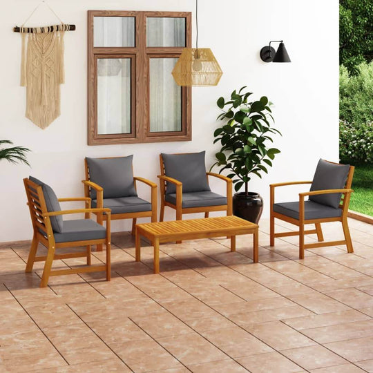  Garden Lounge 5 Piece Set with Cushion Solid Acacia Wood
