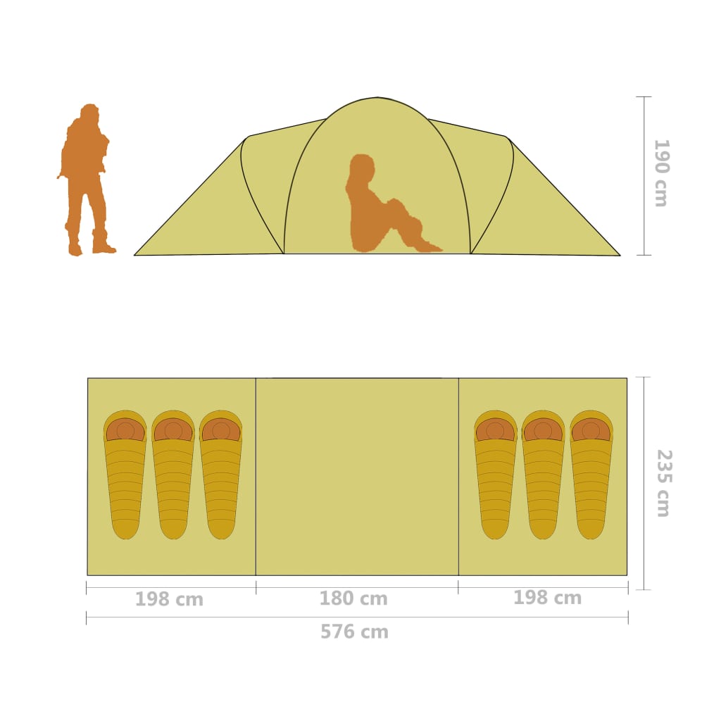 Camping Tent 6 Persons and Yellow , camping tent , Camping & Hiking -,garden decor,Gardening -,new-305021,Outdoor Living -,Outdoor Recreation -,Sporting Goods -,Tents