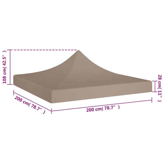 Party Tent Roof 2x2 m Taupe 270 g/m²