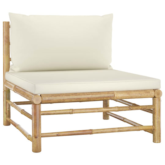 5 Piece Garden Lounge Set with Cream Cushions Bamboo , Outdoor Furniture Sets , Durable,eligant,Furniture -,Home & Garden -,Modern Design,new-305021,Outdoor Furniture -,Outdoor Furniture Sets,Wooden Furniture