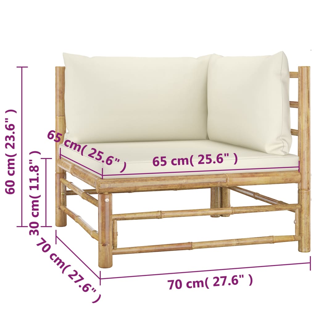 4 Piece Garden Lounge Set with Cream Cushions Bamboo , Furniture -> Outdoor Furniture -> Outdoor Furniture Sets , Chairs -,Durable,Furniture -,Home & Garden -,Home Decor,Modern Design,new-305021,Outdoor Furniture -,Outdoor Furniture Sets,Outdoor Seating -