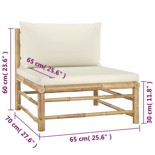 4 Piece Garden Lounge Set with Cream Cushions Bamboo , Furniture -> Outdoor Furniture -> Outdoor Furniture Sets , Chairs -,Durable,Furniture -,Home & Garden -,Home Decor,Modern Design,new-305021,Outdoor Furniture -,Outdoor Furniture Sets,Outdoor Seating -