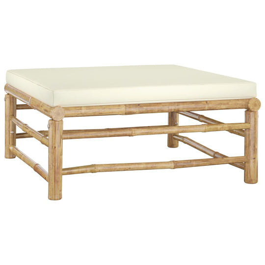 8 Piece Garden Lounge Set with Cream Cushions Bamboo coffee table with cream cushion and bamboo frame