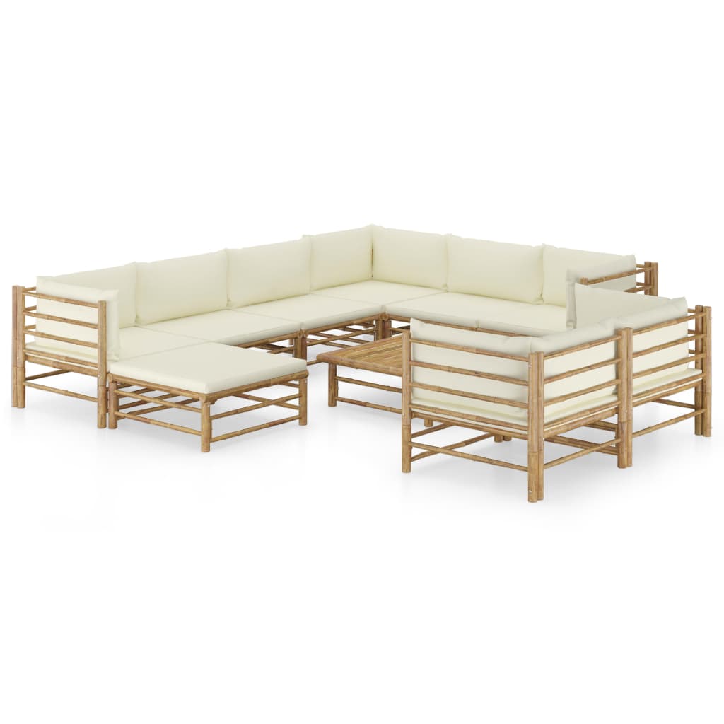 10 Piece Garden Lounge Set with Cream Cushions Bamboo , Furniture -> Outdoor Furniture -> Outdoor Furniture Sets , Bamboo,Corner Unit,Durable,eligant,fabric,Furniture -,Home & Garden -,Modern Design,new-305021,Outdoor Furniture -,Outdoor Furniture Sets,Wo