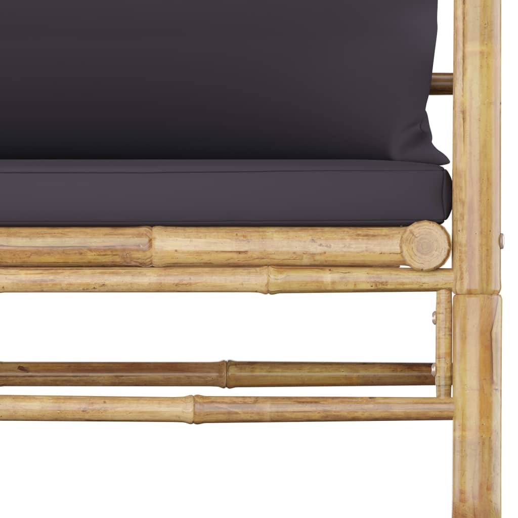 12 Piece Garden Lounge Set with Dark Cushions Bamboo - Close-up of bamboo frame and dark cushion.
