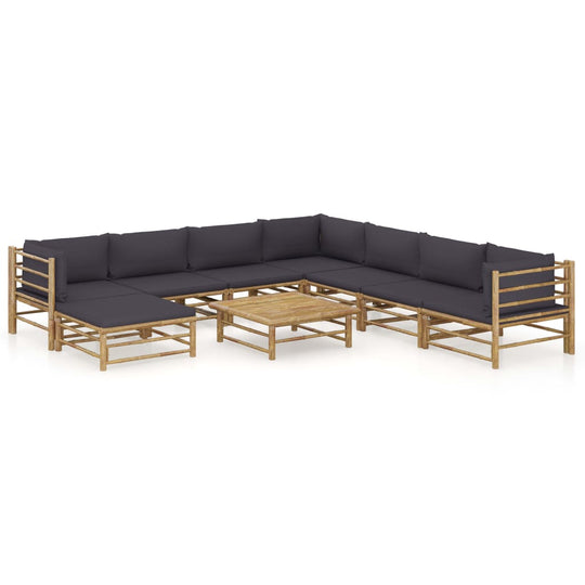 9 Piece Garden Lounge Set with Dark Cushions Bamboo , Furniture -> Outdoor Furniture -> Outdoor Furniture Sets , Durable,eligant,Furniture -,Home & Garden -,Modern Design,new-305021,Outdoor Furniture -,Outdoor Furniture Sets,Wooden Furniture