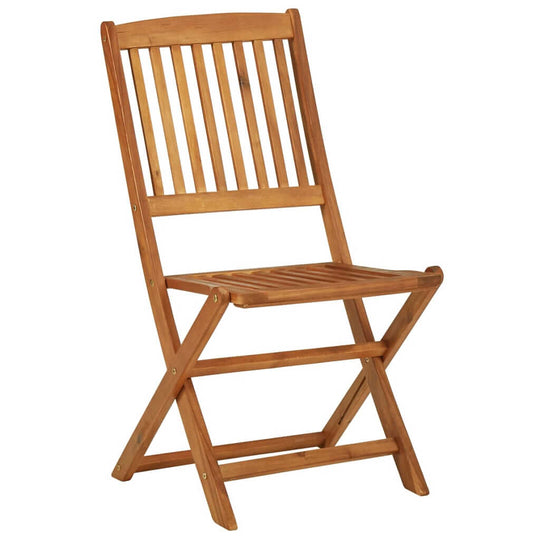 Folding solid acacia wood chair, perfect for outdoor furniture and dining sets, easy to store and clean.