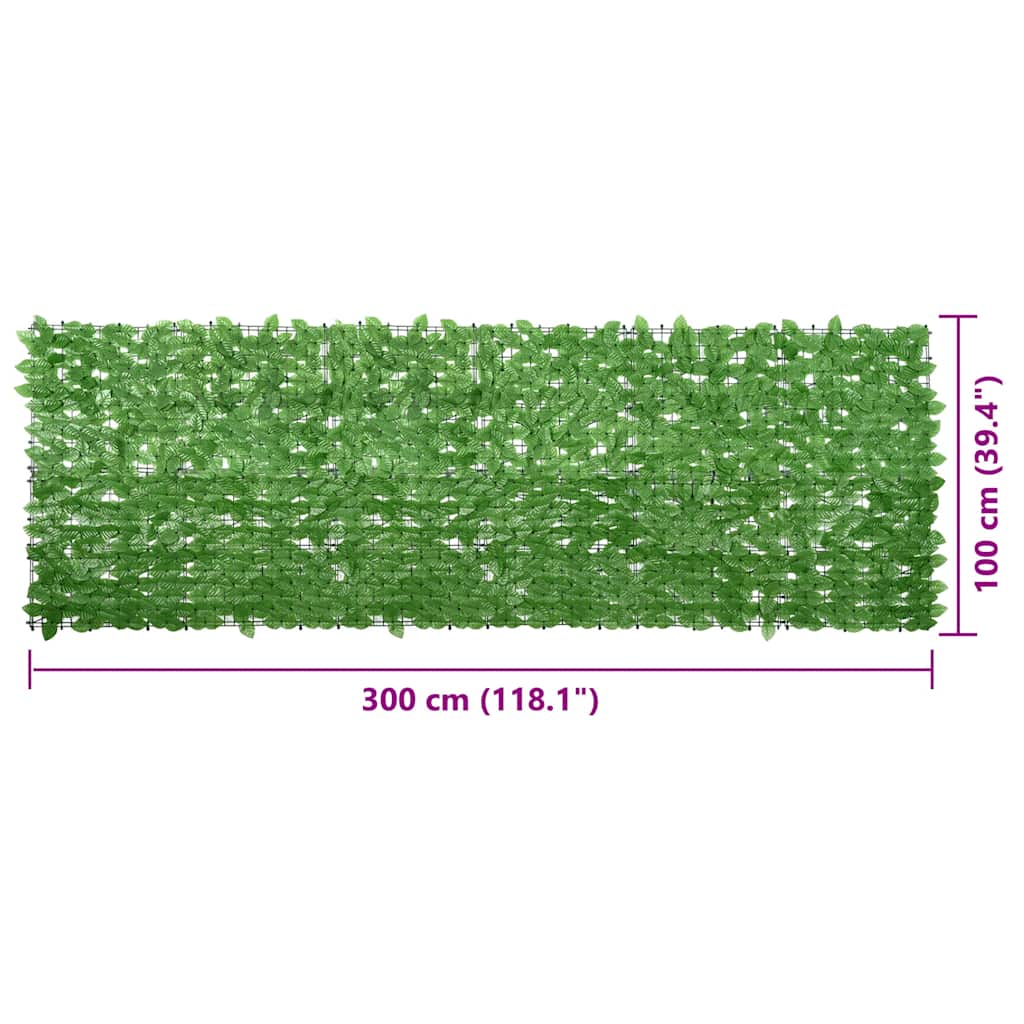 VidaXL Balcony Screen with Green Leaves 300x100 cm