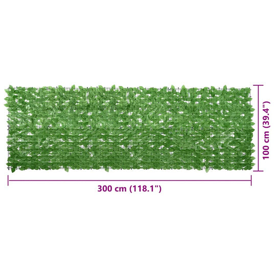 VidaXL Balcony Screen with Green Leaves 300x100 cm