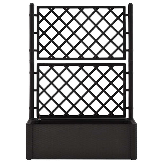 Garden Raised Bed with Trellis and Self Watering System, ideal for outdoor plants and climbing vegetables.