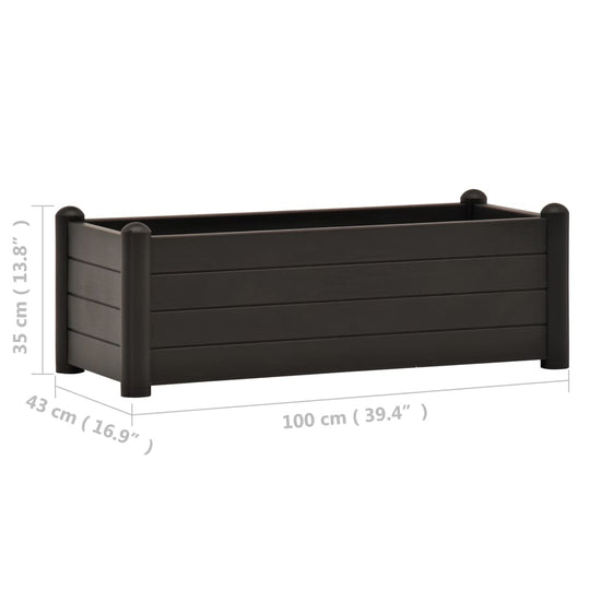 Garden Raised Bed PP Anthracite 100x43x35 cm