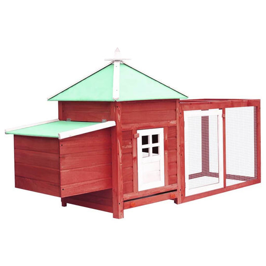 Chicken Coop with Nest Box 190x72x102 cm Solid Firwood featuring a cozy design and large run.