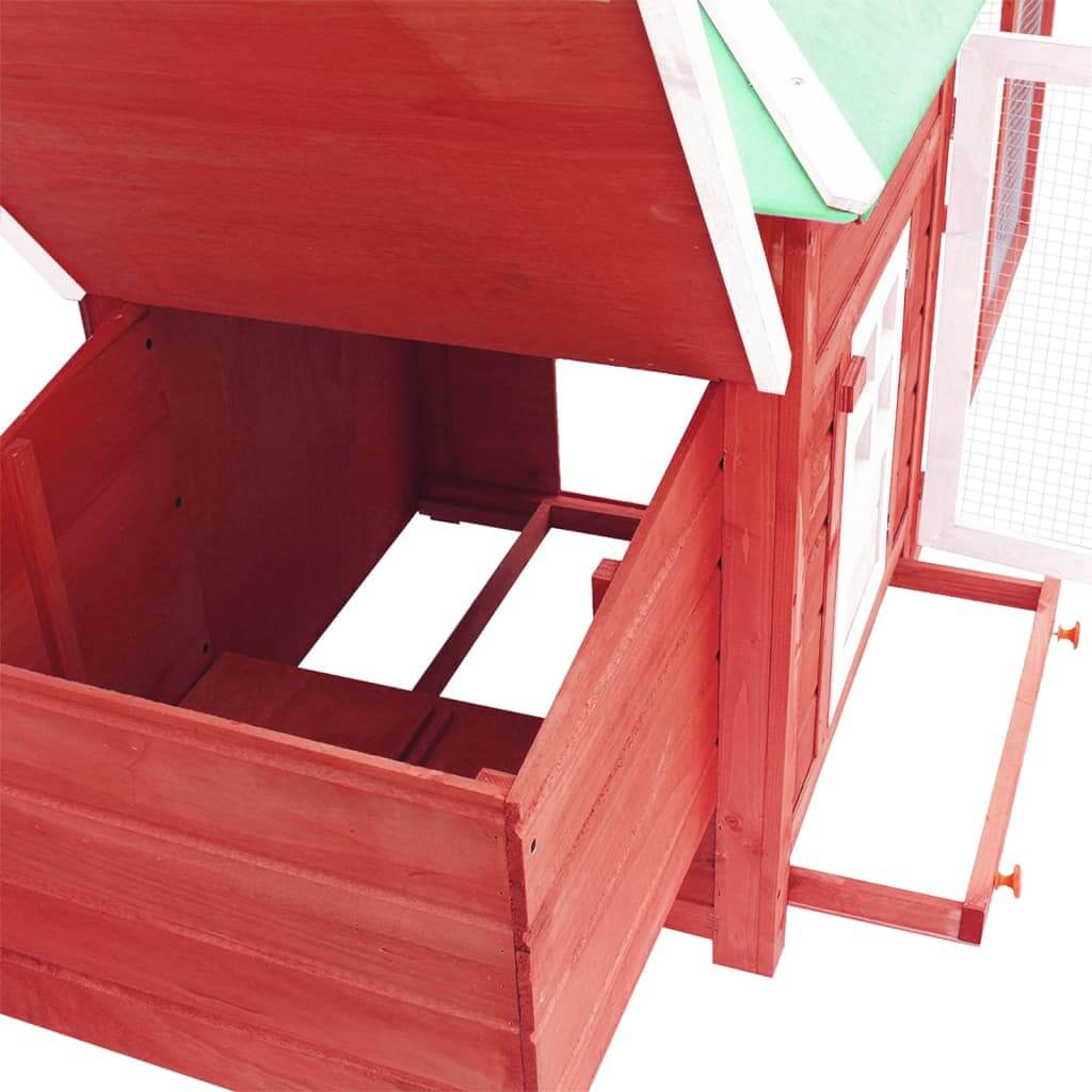 Chicken Coop with Nest Box  190x72x102 cm Solid Firwood interior view showing nesting box and large run.