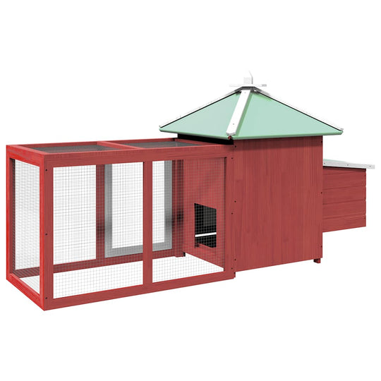 Chicken Coop with Nest Box 190x72x102 cm Solid Firwood, featuring a spacious run and solid construction for chickens.