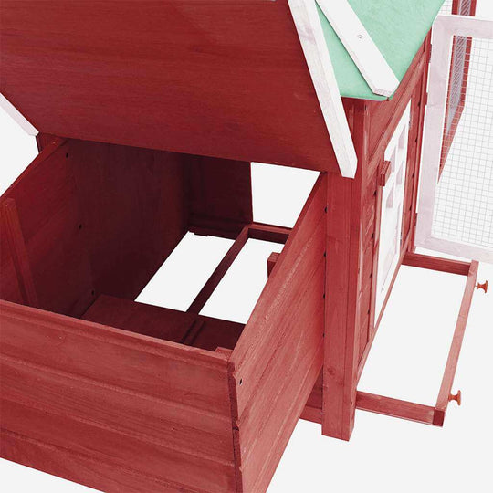 Chicken Coop with Nest Box 190x72x102 cm Solid Firwood showing spacious design and construction details.