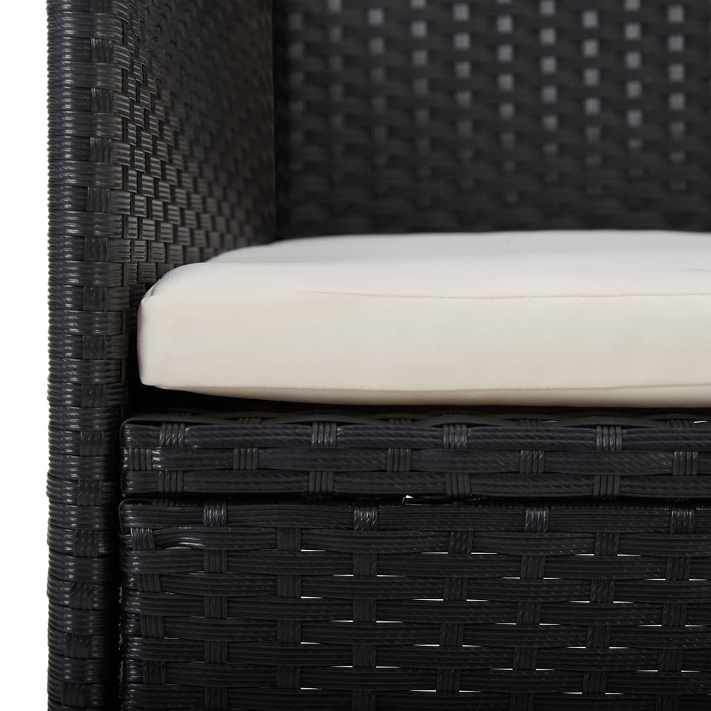 3 Piece Garden Dining Set Poly Rattan and Glass close-up of armchair with cushion