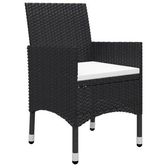 3 Piece Bistro Set Poly Rattan and Tempered Glass Black