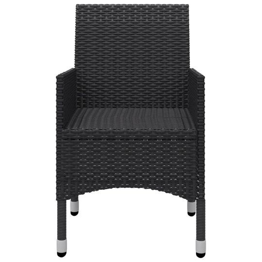 3 Piece Bistro Set Poly Rattan and Tempered Glass Black